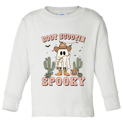 Funny Boot Scootin Spooky Cowboy Ghost Halloween Toddler Long Sleeve Shirt