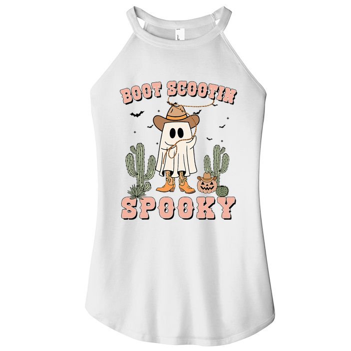 Funny Boot Scootin Spooky Cowboy Ghost Halloween Women's Perfect Tri Rocker Tank