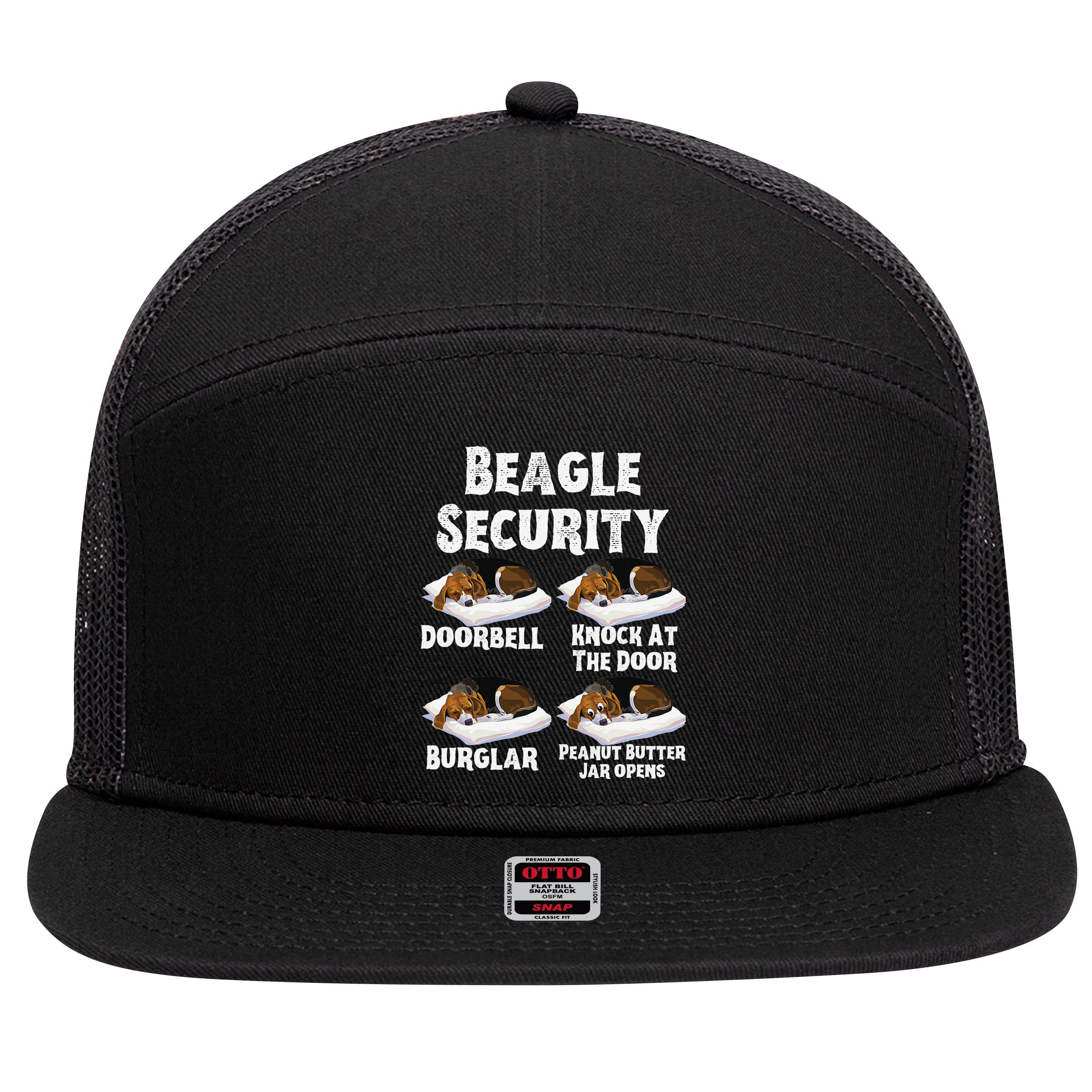 Funny Beagle Security Dog Lover animal 7 Panel Mesh Trucker Snapback Hat