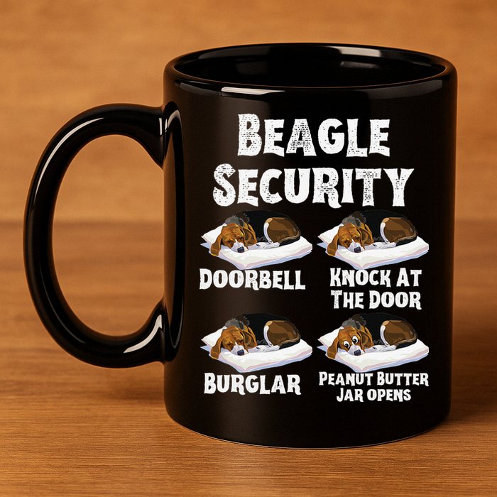 Funny Beagle Security Dog Lover animal 11oz C Handle Ceramic Mug