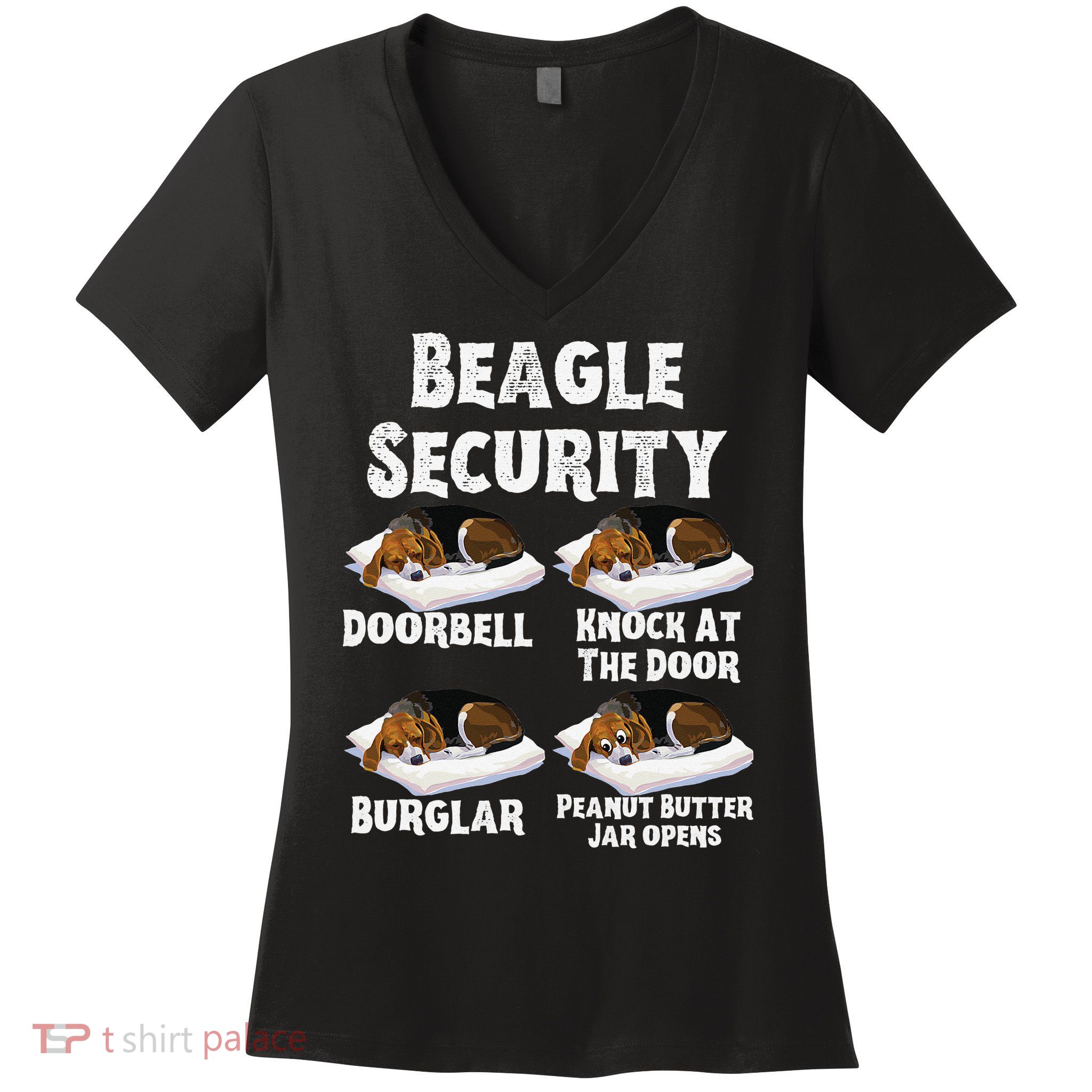Funny Beagle Security Dog Lover animal Women's V-Neck T-Shirt