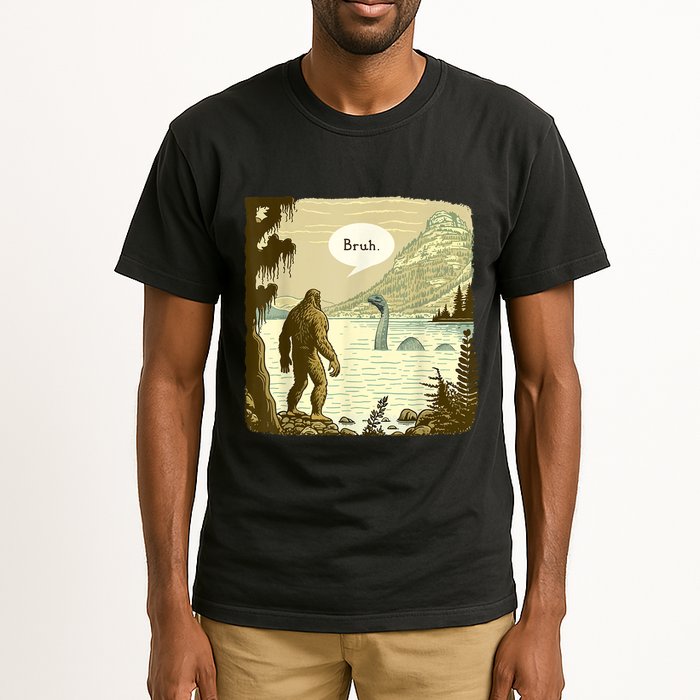 Funny Bigfoot Sasquatch Loch Ness Monster Introvert Bruh Tall T-Shirt