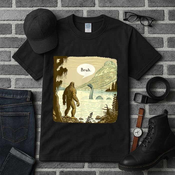 Funny Bigfoot Sasquatch Loch Ness Monster Introvert Bruh Tall T-Shirt
