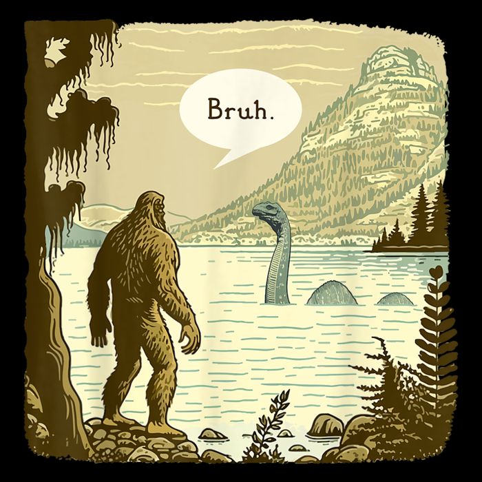 Funny Bigfoot Sasquatch Loch Ness Monster Introvert Bruh Tall T-Shirt