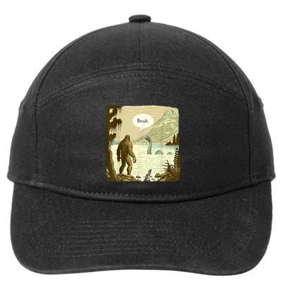 Funny Bigfoot Sasquatch Loch Ness Monster Introvert Bruh 7-Panel Snapback Hat