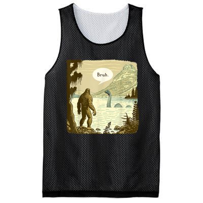 Funny Bigfoot Sasquatch Loch Ness Monster Introvert Bruh Mesh Reversible Basketball Jersey Tank