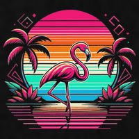 Flamingo Beach Summer Vibes Palm Tree Tropical Summer Ladies PosiCharge Tri-Blend Wicking Tank