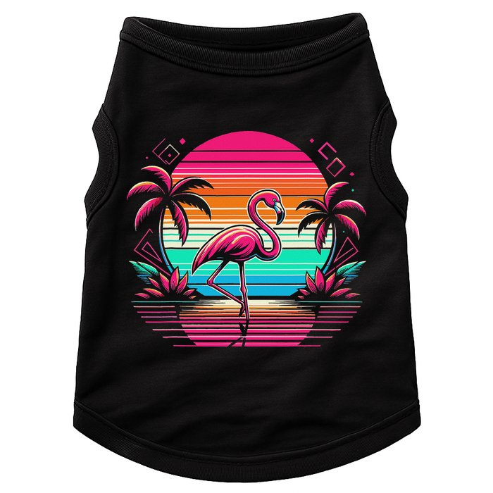 Flamingo Beach Summer Vibes Palm Tree Tropical Summer Doggie Tank