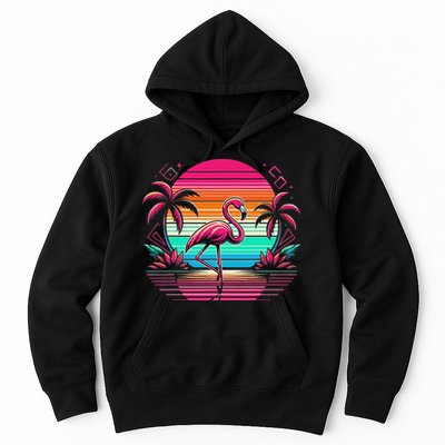 Flamingo Beach Summer Vibes Palm Tree Tropical Summer Hoodie