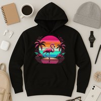 Flamingo Beach Summer Vibes Palm Tree Tropical Summer Hoodie