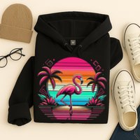 Flamingo Beach Summer Vibes Palm Tree Tropical Summer Hoodie
