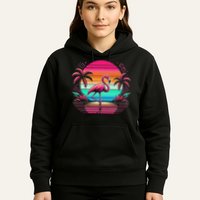 Flamingo Beach Summer Vibes Palm Tree Tropical Summer Hoodie