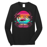 Flamingo Beach Summer Vibes Palm Tree Tropical Summer Long Sleeve Shirt