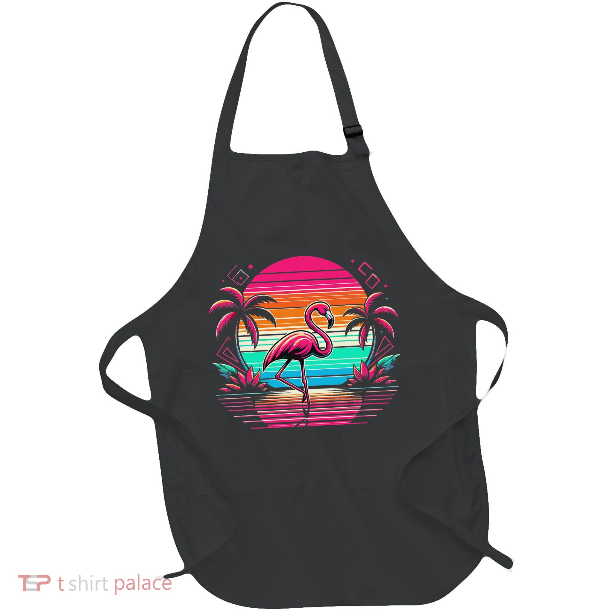 Flamingo Beach Summer Vibes Palm Tree Tropical Summer Apron