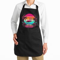 Flamingo Beach Summer Vibes Palm Tree Tropical Summer Apron