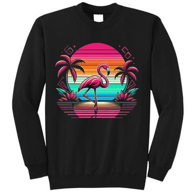 Flamingo Beach Summer Vibes Palm Tree Tropical Summer Sweatshirt