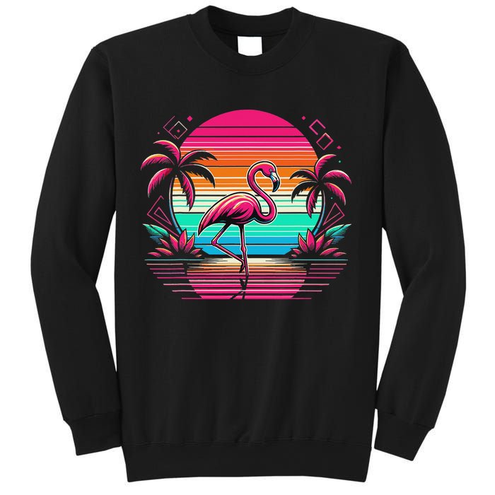 Flamingo Beach Summer Vibes Palm Tree Tropical Summer Sweatshirt