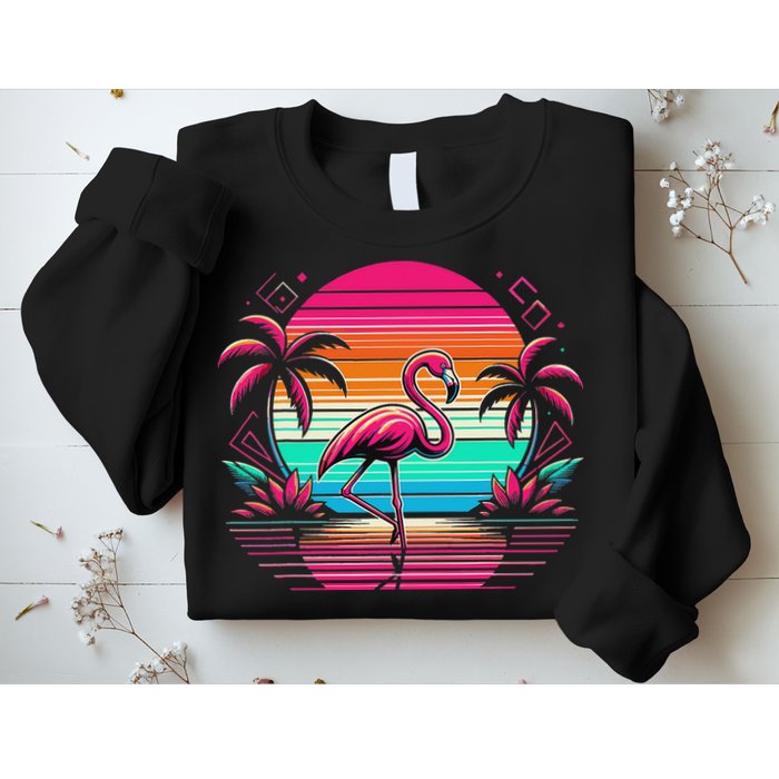 Flamingo Beach Summer Vibes Palm Tree Tropical Summer Sweatshirt
