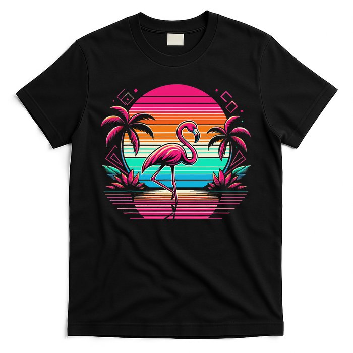 Flamingo Beach Summer Vibes Palm Tree Tropical Summer T-Shirt