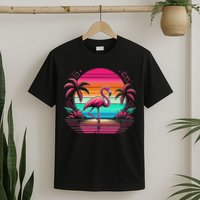 Flamingo Beach Summer Vibes Palm Tree Tropical Summer T-Shirt