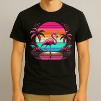 Flamingo Beach Summer Vibes Palm Tree Tropical Summer T-Shirt
