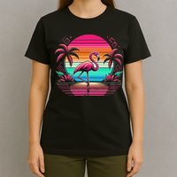 Flamingo Beach Summer Vibes Palm Tree Tropical Summer T-Shirt