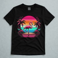 Flamingo Beach Summer Vibes Palm Tree Tropical Summer T-Shirt