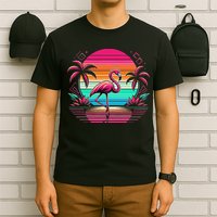 Flamingo Beach Summer Vibes Palm Tree Tropical Summer T-Shirt
