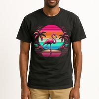 Flamingo Beach Summer Vibes Palm Tree Tropical Summer Tall T-Shirt