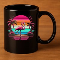 Flamingo Beach Summer Vibes Palm Tree Tropical Summer 11oz C Handle Ceramic Mug
