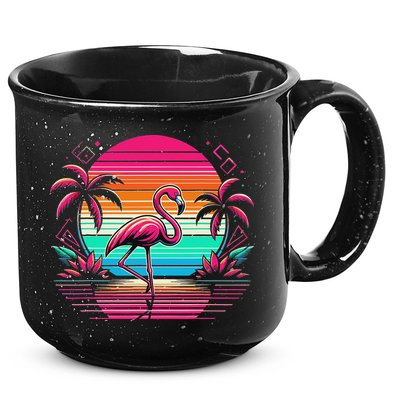 Flamingo Beach Summer Vibes Palm Tree Tropical Summer 15oz Campfire Ceramic Mug