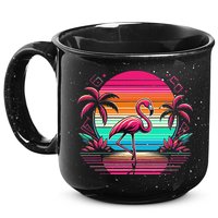 Flamingo Beach Summer Vibes Palm Tree Tropical Summer 15oz Campfire Ceramic Mug