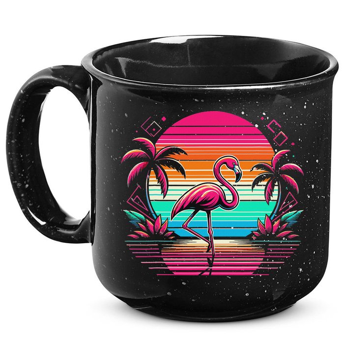 Flamingo Beach Summer Vibes Palm Tree Tropical Summer 15oz Campfire Ceramic Mug