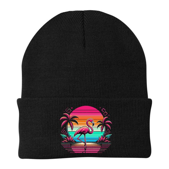 Flamingo Beach Summer Vibes Palm Tree Tropical Summer Beanie