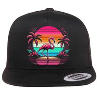 Flamingo Beach Summer Vibes Palm Tree Tropical Summer Flatbill Hat