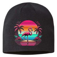 Flamingo Beach Summer Vibes Palm Tree Tropical Summer Sustainable Beanie