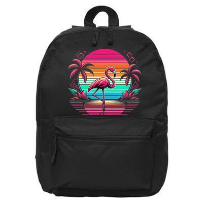 Flamingo Beach Summer Vibes Palm Tree Tropical Summer 16 in Basic Backpack