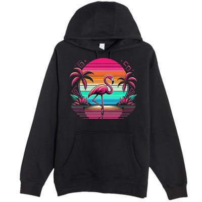 Flamingo Beach Summer Vibes Palm Tree Tropical Summer Premium Pullover Hoodie