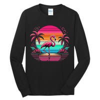Flamingo Beach Summer Vibes Palm Tree Tropical Summer Tall Long Sleeve T-Shirt