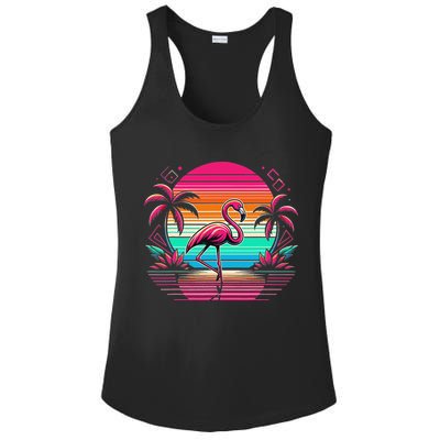 Flamingo Beach Summer Vibes Palm Tree Tropical Summer Ladies PosiCharge Competitor Racerback Tank