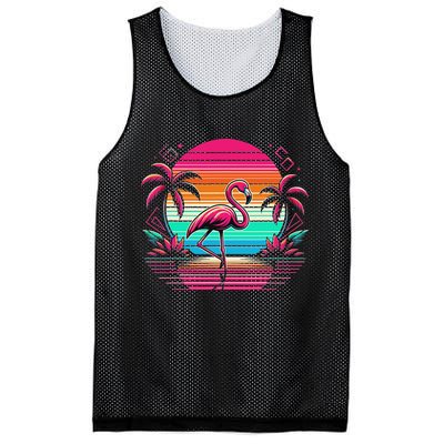 Flamingo Beach Summer Vibes Palm Tree Tropical Summer Mesh Reversible Basketball Jersey Tank