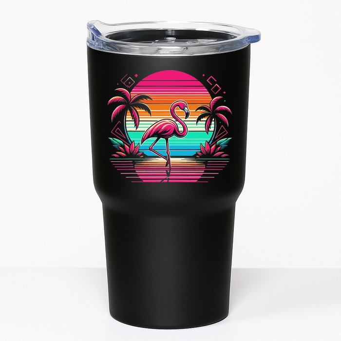 Flamingo Beach Summer Vibes Palm Tree Tropical Summer Tumbler