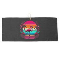 Flamingo Beach Summer Vibes Palm Tree Tropical Summer Large Microfiber Waffle Golf Towel