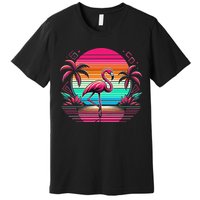 Flamingo Beach Summer Vibes Palm Tree Tropical Summer Premium T-Shirt