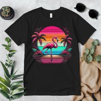 Flamingo Beach Summer Vibes Palm Tree Tropical Summer Premium T-Shirt