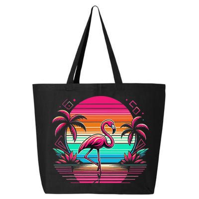 Flamingo Beach Summer Vibes Palm Tree Tropical Summer 25L Jumbo Tote