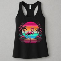 Flamingo Beach Summer Vibes Palm Tree Tropical Summer Womens Tank Top