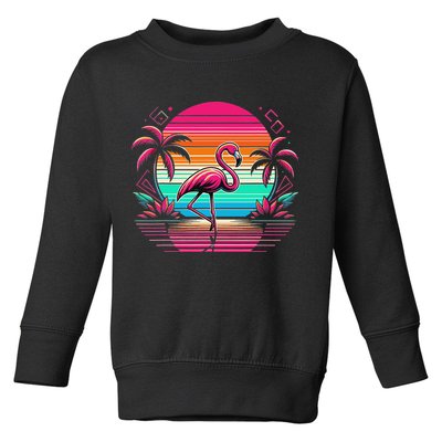 Flamingo Beach Summer Vibes Palm Tree Tropical Summer Toddler Sweatshirt