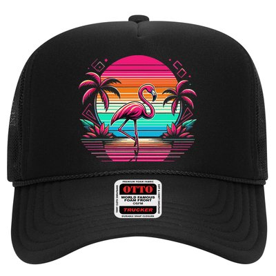 Flamingo Beach Summer Vibes Palm Tree Tropical Summer Trucker Hat