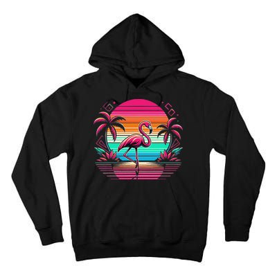Flamingo Beach Summer Vibes Palm Tree Tropical Summer Tall Hoodie